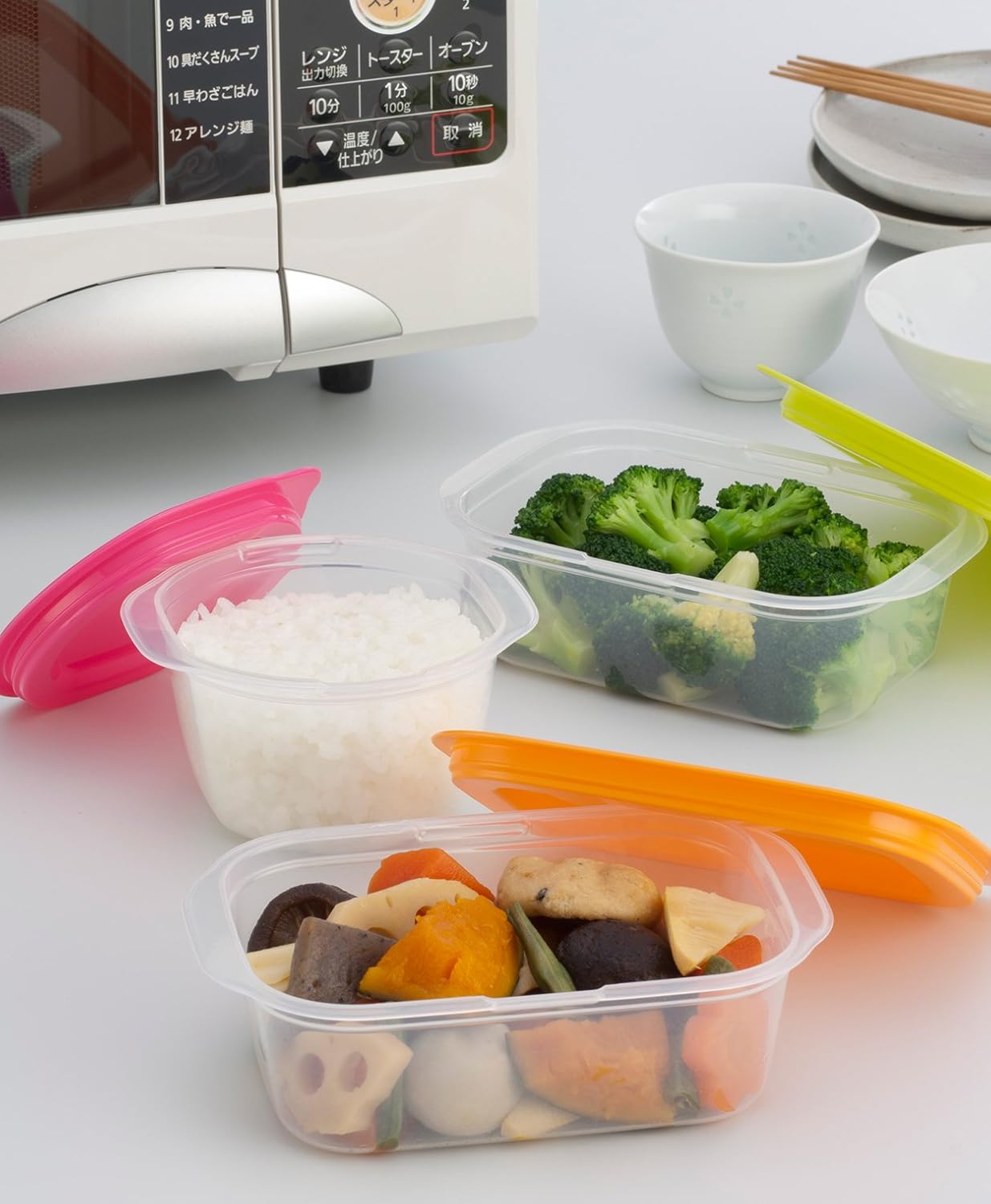 Amazon Co Jp イノマタ化学 タッパー 4個セット 角型 400ml 蓋をしたままレンジ可能 日本製 カラフル 電子レンジ容器 楽ちんパック In