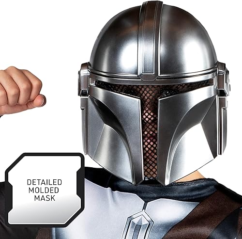Miniatura 10 de Star Wars The Mandalorian - Disfraz oficial de Halloween para jóvenes, overol estampado con máscara de plástico