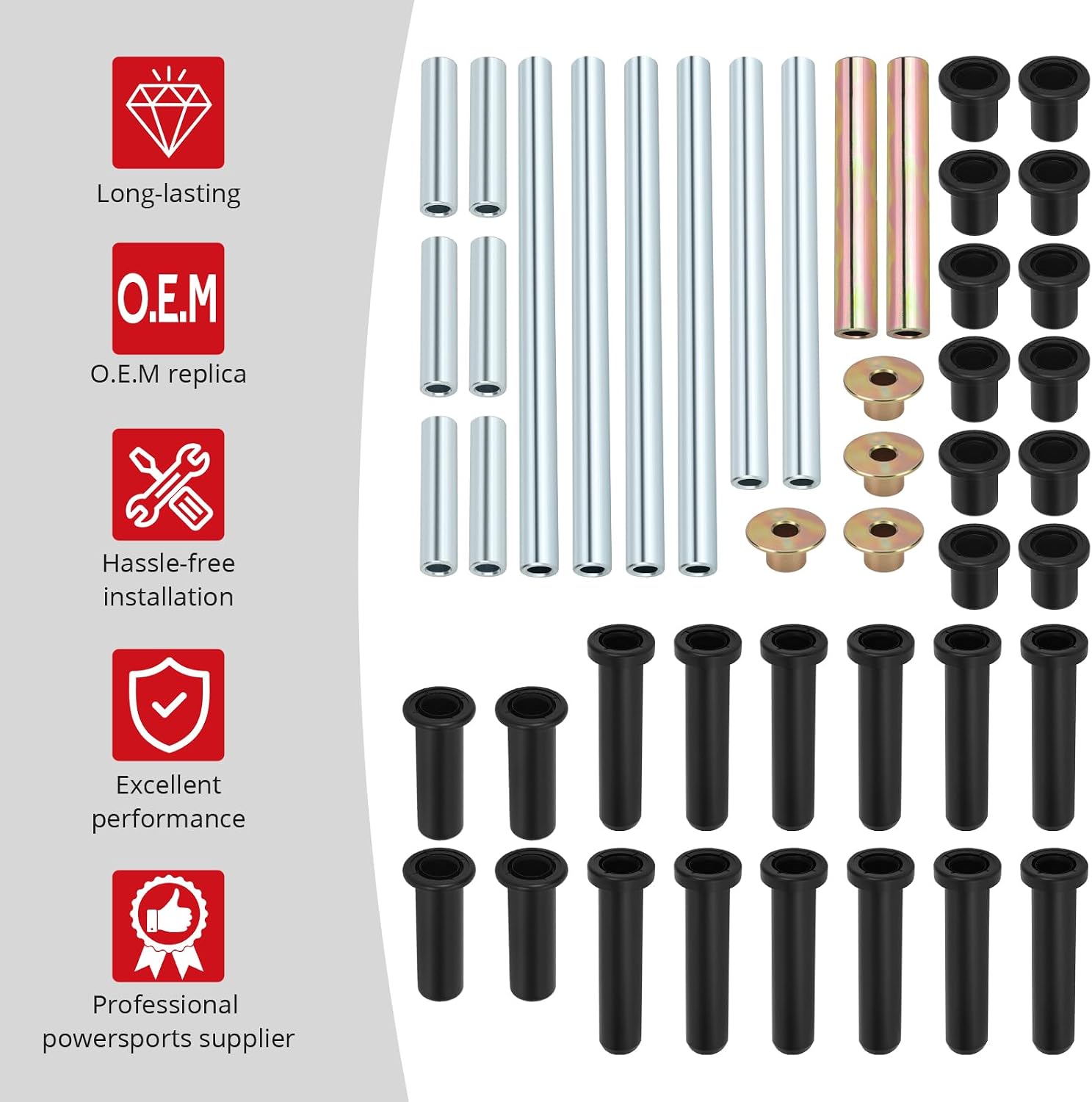 JAVIK Heavy Duty Front & Rear A-Arm Bushing Kit for Polaris 2008-2014 RZR 800 2009-2014 RZR 800 S 2010-2014 RZR 800 4, O.E.M# 5137104 5436973 5137594 5136100