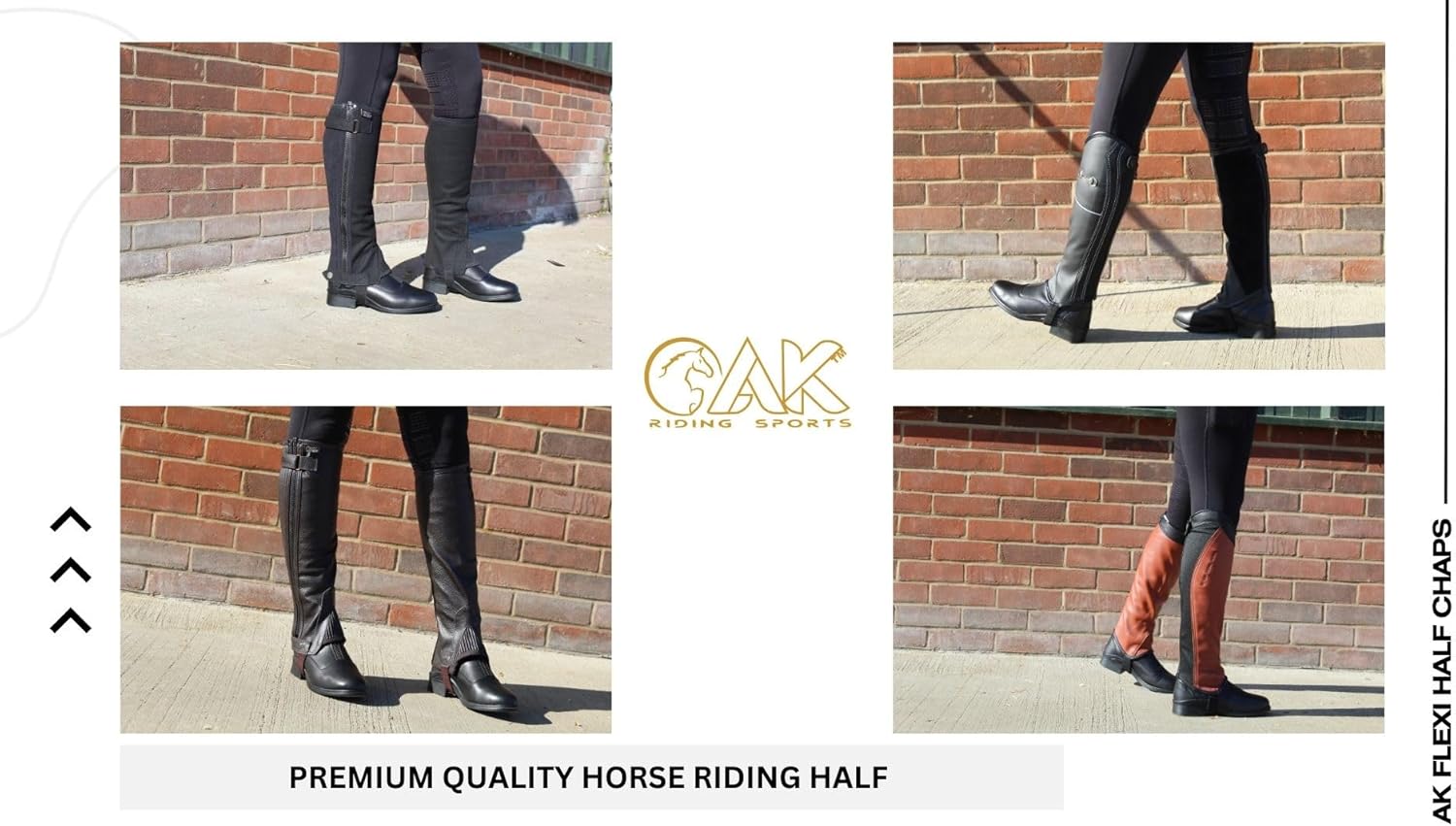 AK Unisex Horse Riding Half Chaps – Breathable Synthetic Leather with Crystals, Flexible Contour Fit Equestrian Half Chaps