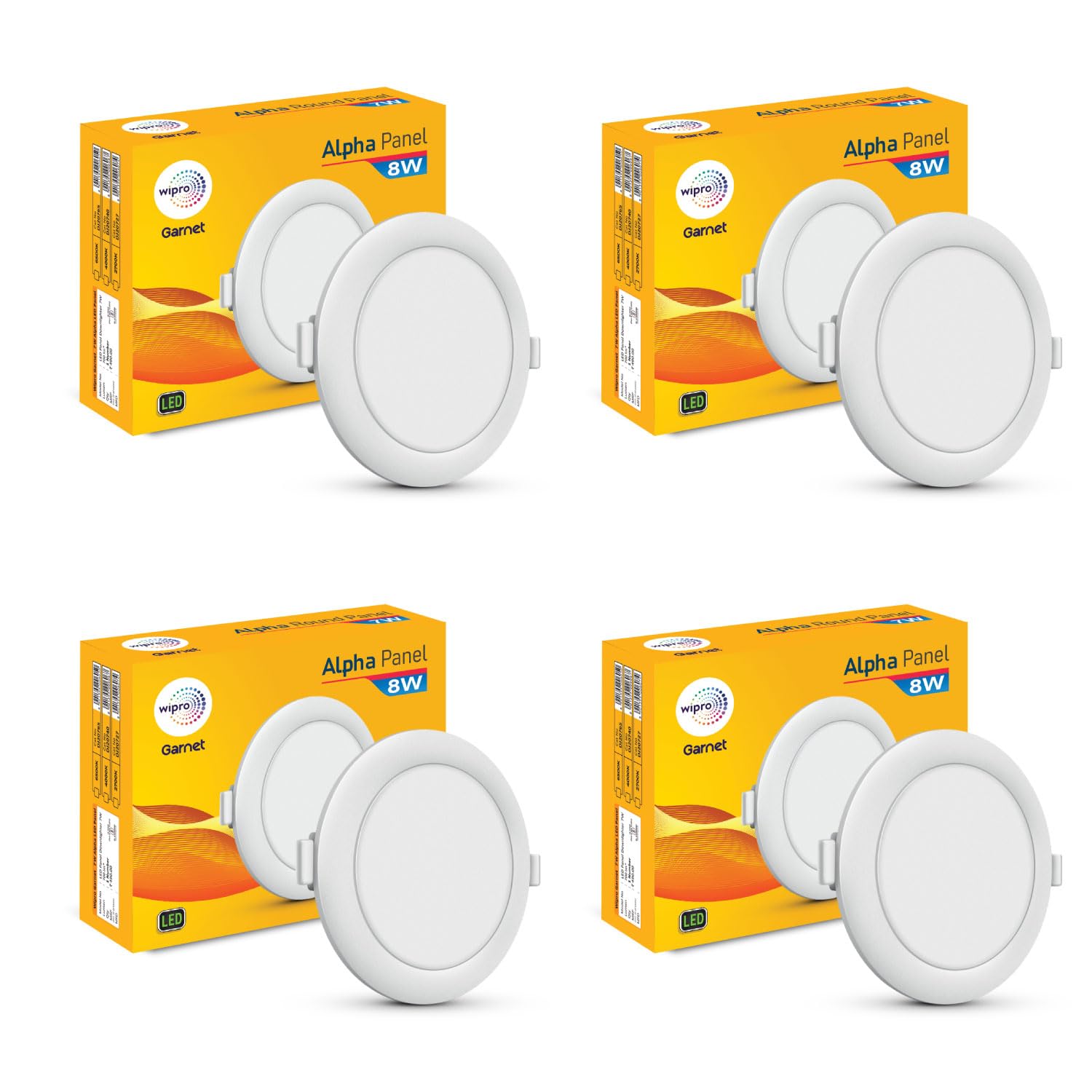 wipro Garnet 8W Round LED Alpha Panel | Warm White (2700K) | Recessed Down Light for False Ceiling | Cutout - 110mm | Pack of 4-image-48