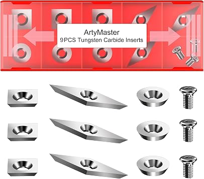 ArtyMaster Tungsten Carbide Inserts, Indexable Carbide Cutting Inserts for Lathe Tools,High Hardness & Wear-Resistant Turning Tool Inserts 11mm Square, 12mm Round, 30 * 10mm Diamond-shaped