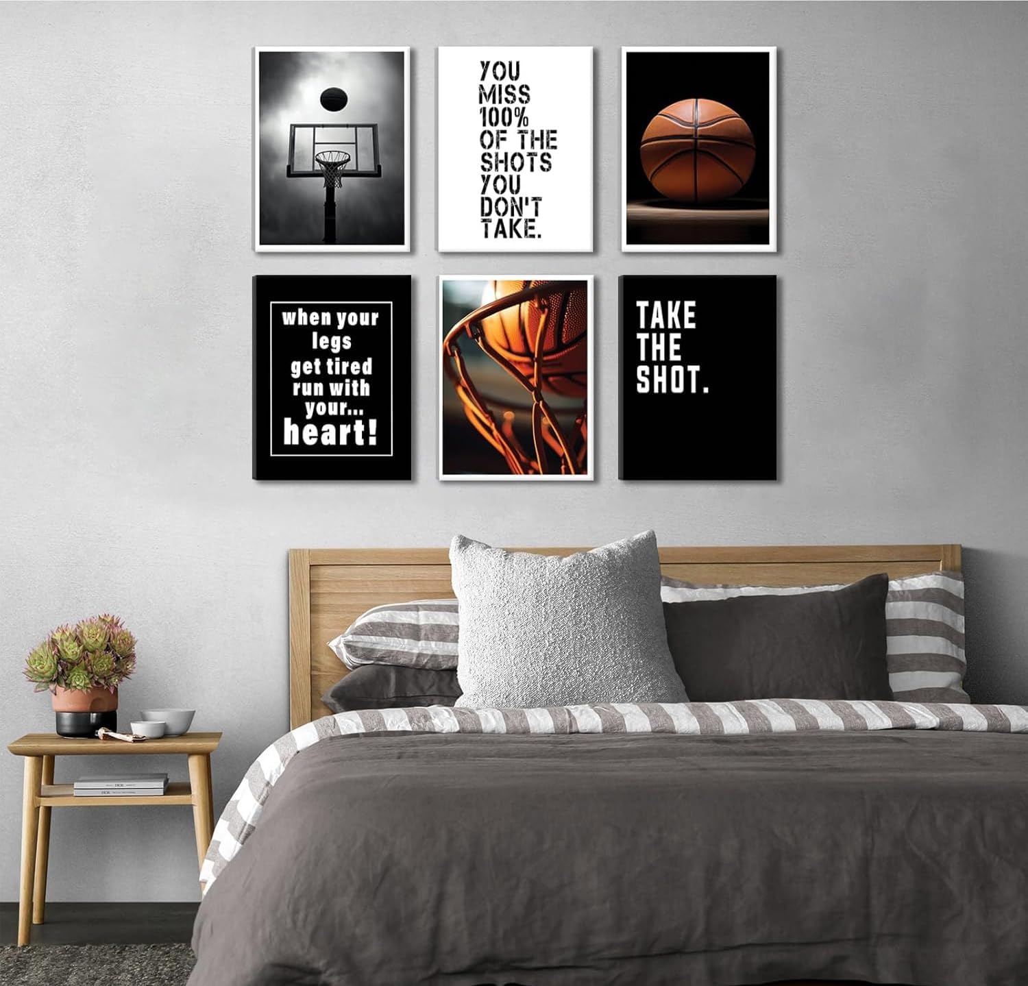 Basketball Canvas Wall Art Basketball Sport Theme Painting Picture Wall Decor Basketball Art Black and White Motivational Quotes Poster Print Artwork for Teen Boys Room Decor 12x16in Ready to hang