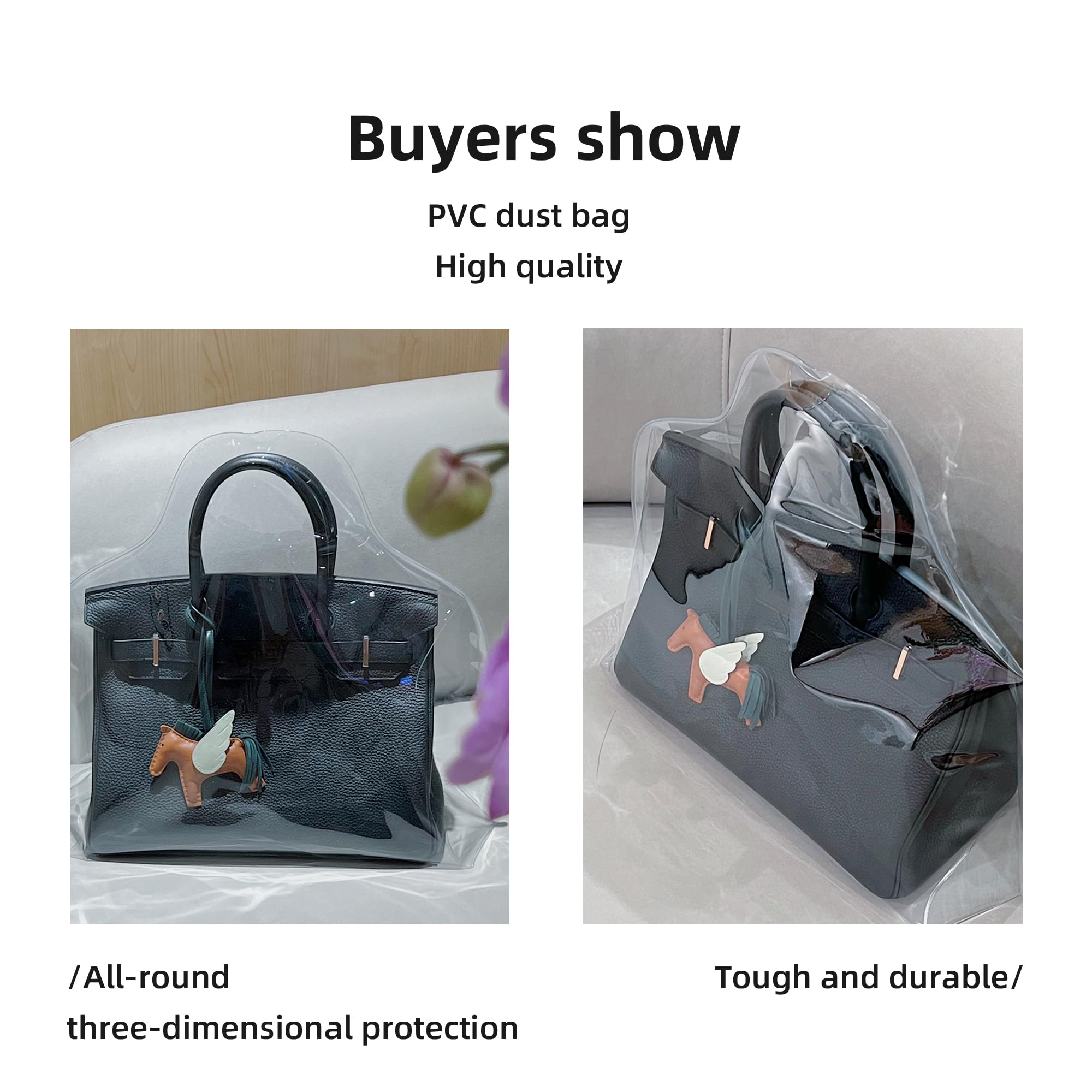 DGAZ Bolsas transparentes para el polvo para bolsos de lujo, bolsa de almacenamiento impermeable, protector de bolso ligero