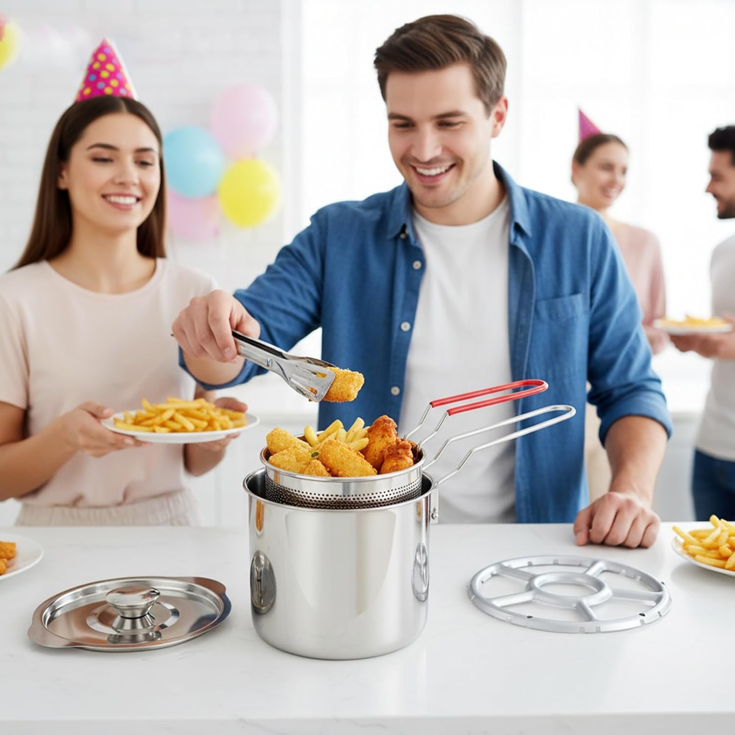 Small Countertop Fryer - Lightweight Electric Cooker, Space Saving Appliance, Removable Dishwasher Safe Basket|Effortless Crisp Frying Device For Potatoes Chicken Wings Snacks Fish Vegetables Meals Sm