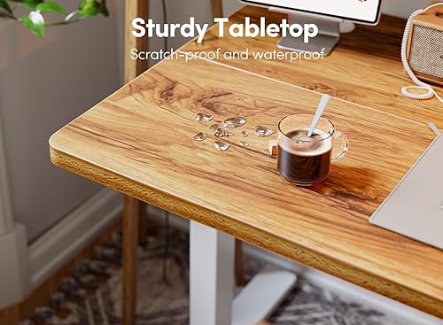 Miniatura 25 de FEZIBO Escritorio eléctrico de pie ajustable en altura, escritorio de pie de 40 x 24 pulgadas, escritorio de computadora de oficina en casa con