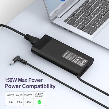 Slim 150W HP Laptop Charger for HP ZBook 15 G3 G4 G5 G6, ZBook Studio G3 G4 G5 G6 G7 G8, ZBook Studio x360 G5, OMEN by 15 17 Pavilion Gaming 15 17, HP EliteBook 1050 G1, Note, iPhone 13, iPad Pro