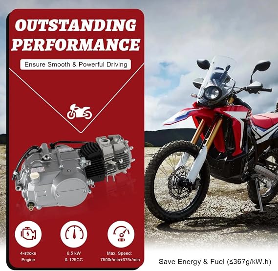 125cc Engine 4-Stroke Engine 125cc 4-Speed Dirt Bike Engine Kit with PZ16J Carburettor & CDI Ignition System Upgrade 4-Stroke Engine Engine for CRF50 CRF70 XR70 Z50 XR50 - EU Stock