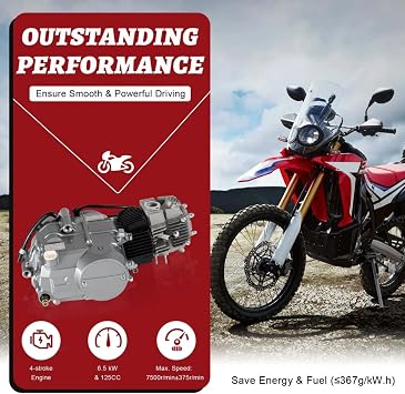125cc Engine 4-Stroke Engine 125cc 4-Speed Dirt Bike Engine Kit with PZ16J Carburettor & CDI Ignition System Upgrade 4-Stroke Engine Engine for CRF50 CRF70 XR70 Z50 XR50 - EU Stock