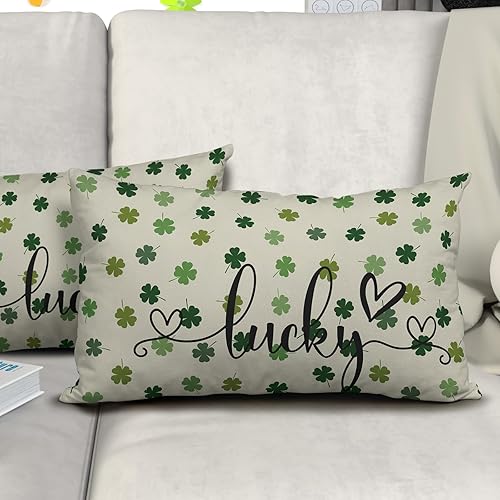 Miniatura 2 de Juego de 2 fundas de almohada lumbares de San Valentín de 12 x 20 pulgadas, fundas decorativas de algodón para el día de San Valentín, diseño de