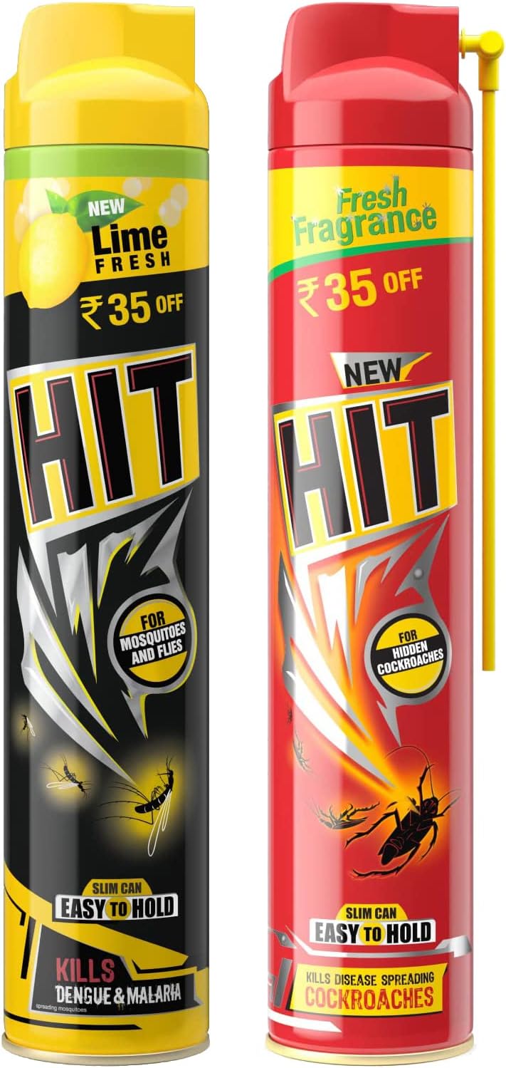 HIT Spray Crawling Insect Killer (400ml, Red) & Lime Flower Insect Spray, 400ml Combo