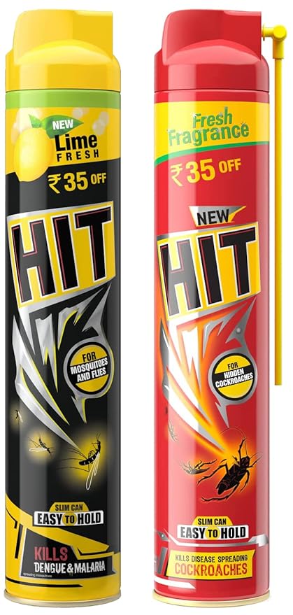 HIT Spray Crawling Insect Killer (400ml, Red) & Lime Flower Insect Spray, 400ml Combo