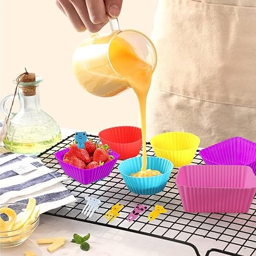 Miniatura 5 de ABSOK 60 divisores de silicona para lonchera, accesorios para cajas bento, forros de silicona para magdalenas, divisores de lonchera Bento con