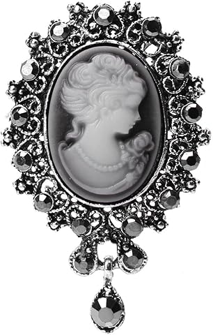 Broche de moda vintage de estilo victoriano para boda, fiesta, mujer, plateado, 3.3x4.5cm/1.30x1.77
