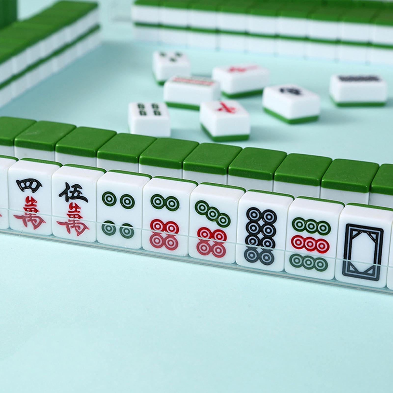 Genérico Juego de Mahjong Chino con Bolso, Mantel y Regla, Juego de Azulejos de Mahjong de Viaje pequeños Juego de Mahjong Chino Tradicional para Viajes y Diversión