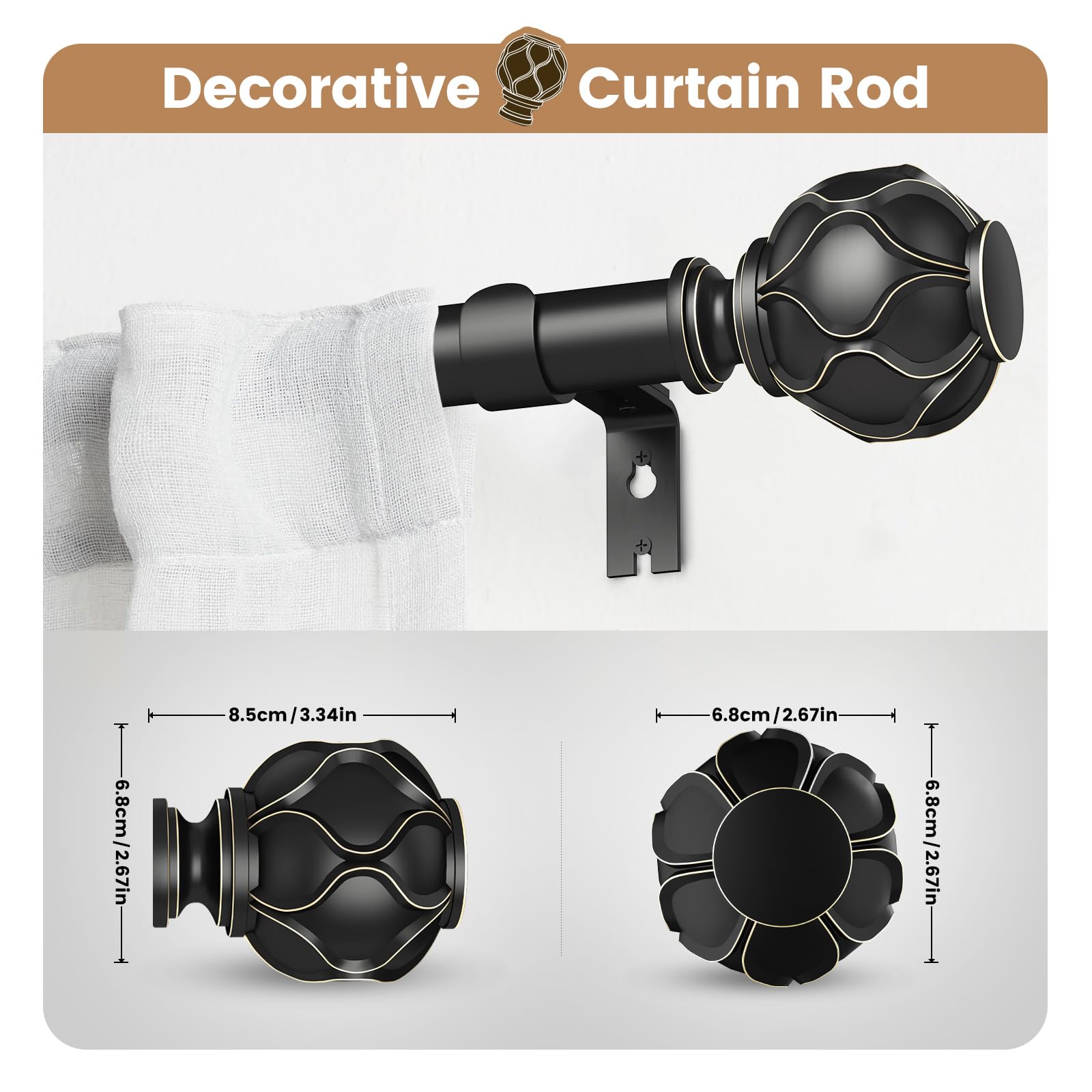 Bastone per Tenda, 71-236 CM Aste per Tende per Finestra con Coperchio e Staffe Set, Bastone per Tende Regolabile in Acciaio Inossidabile di Diametro 16 mm per Camera da Letto/Bianco Opaco