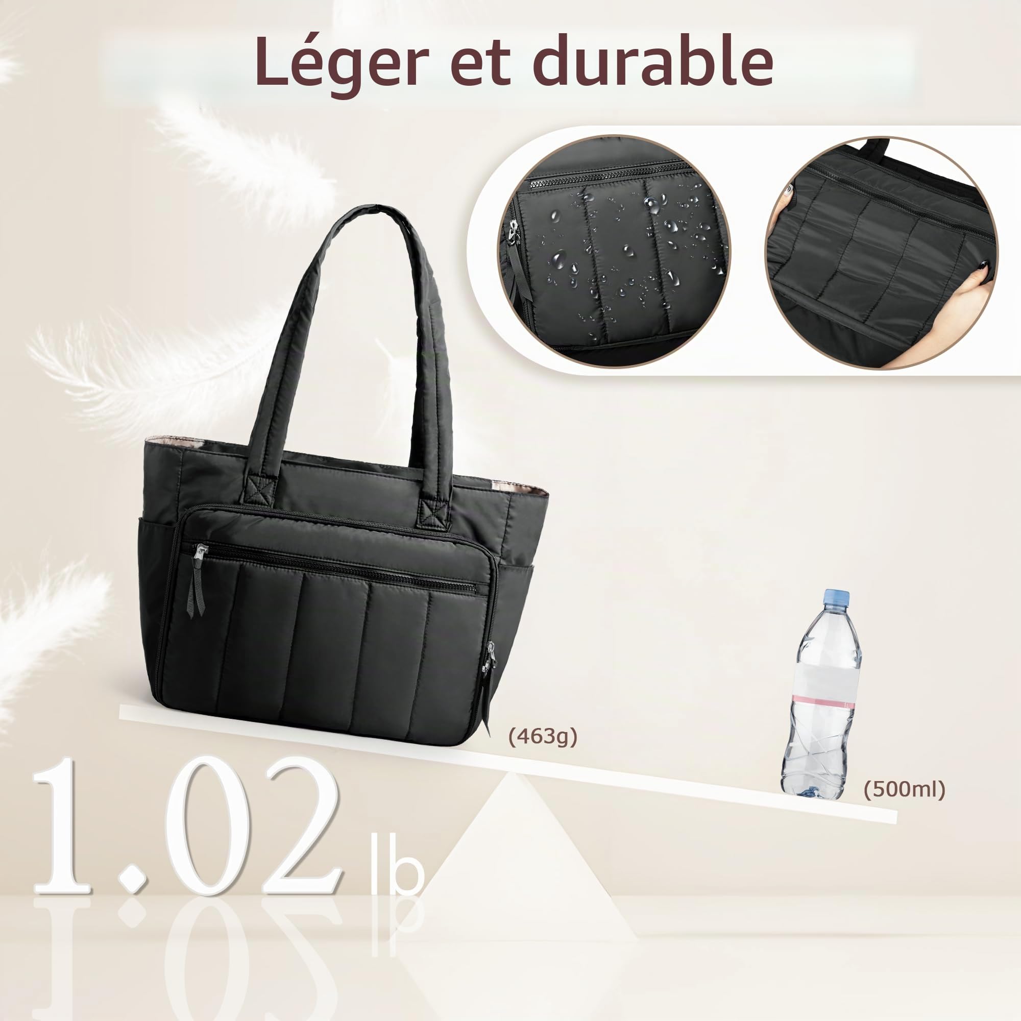 Luxja Sac de Broderie avec Plusieurs Poches, Grand Sac de Projet de Broderie pour Kits de Point de Croix, Noir