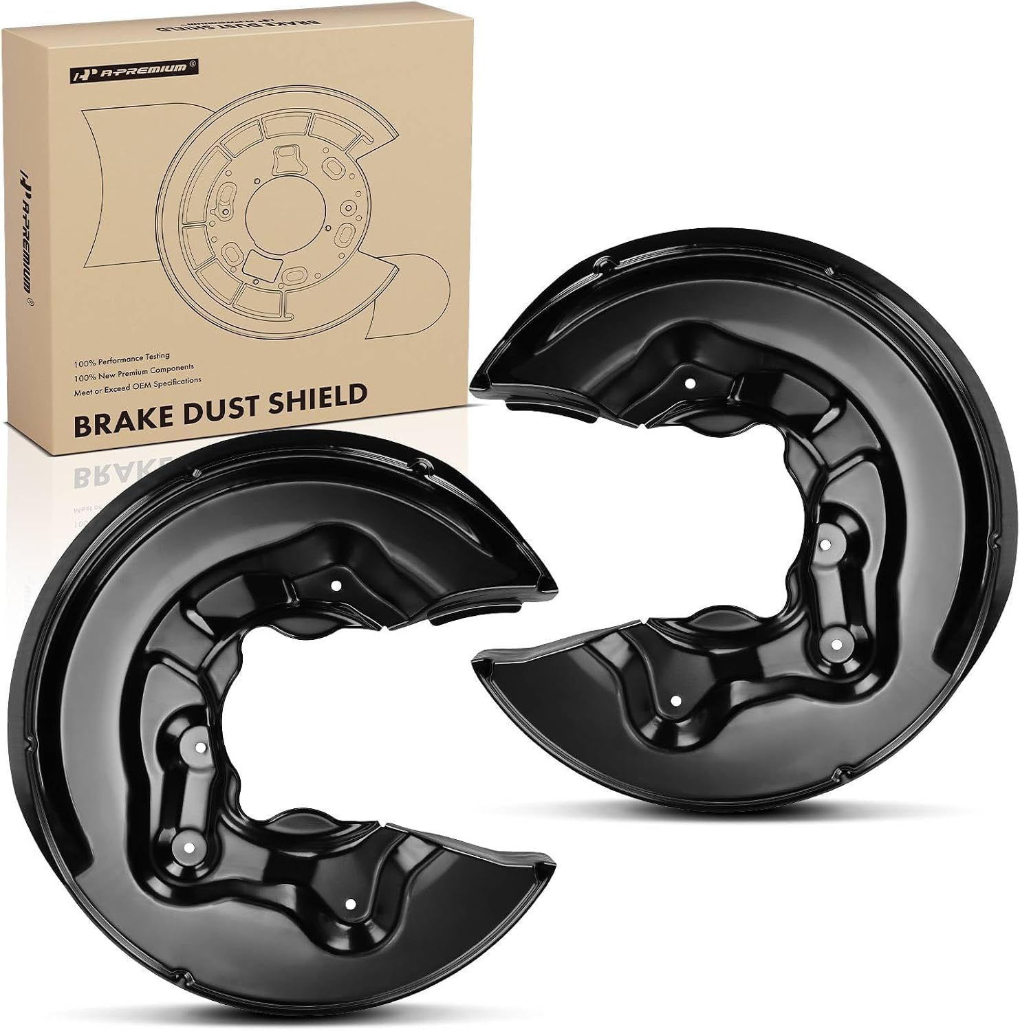 A-Premium Rear Side Brake Dust Shield Compatible with Select Volkswagen Models - Passat 2006-2010, Passat CC 2009-2010, Golf R 2012-2013, CC, Disc Brakes - Replace# 5N0615611E, 5N0615611B, 2-PC Set