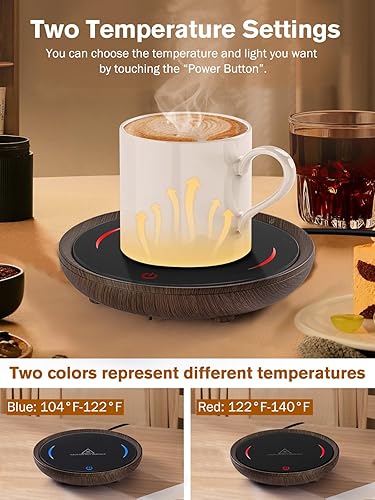 Miniatura 31 de PUSEE Calentador de taza de café – Plato eléctrico grande calentador de velas con apagado automático de 4 horas, calentador de taza de 3 ajustes
