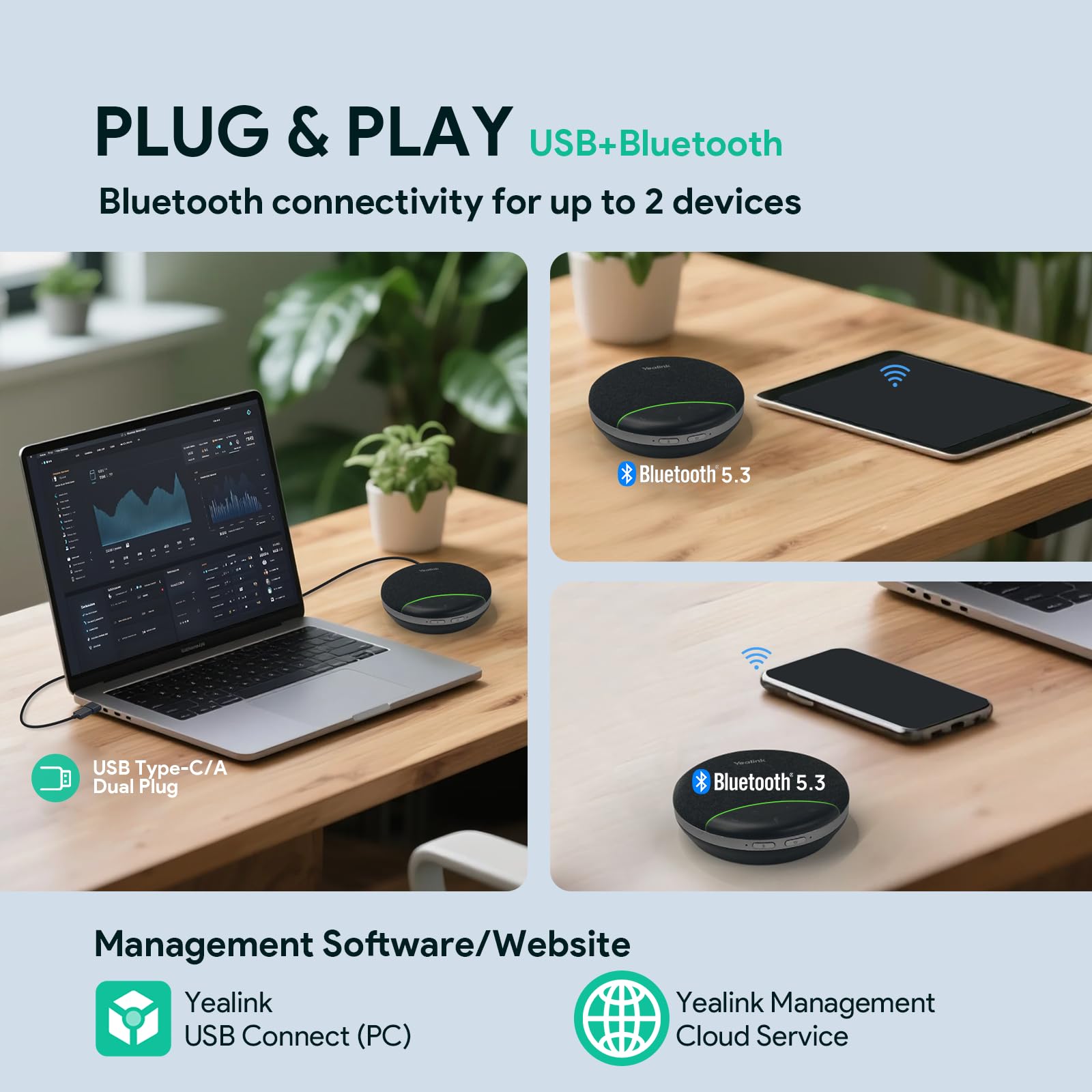 Yealink Sp92 Conference Speaker and Microphone Teams Certified Mic with Al Noise Cancelling 20H Call Time USB Speakerphone — view 5