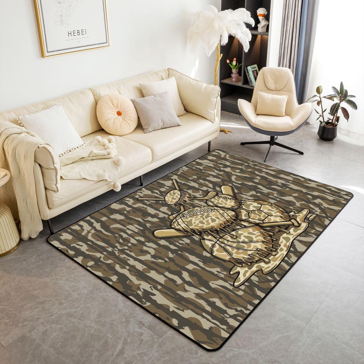 Loussiesd Dywan kamuflażowy 100 x 150 cm czarny zielony kamuflaż dywany do salonu dla dzieci chłopców dziewcząt sypialnia gry w piłkę dekoracja dywan z antypoślizgowym spodem styl wojskowy mata