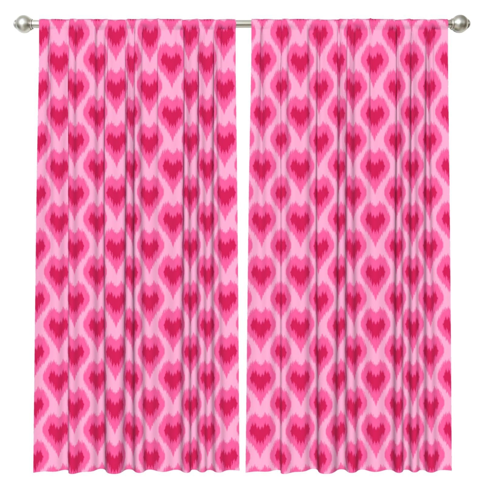 InOmak Ethnic Style Hand Drawn Hearts, 2 Panels Window Curtains 52 x 84 Inch Blackout Curtains for Living Room Bedroom