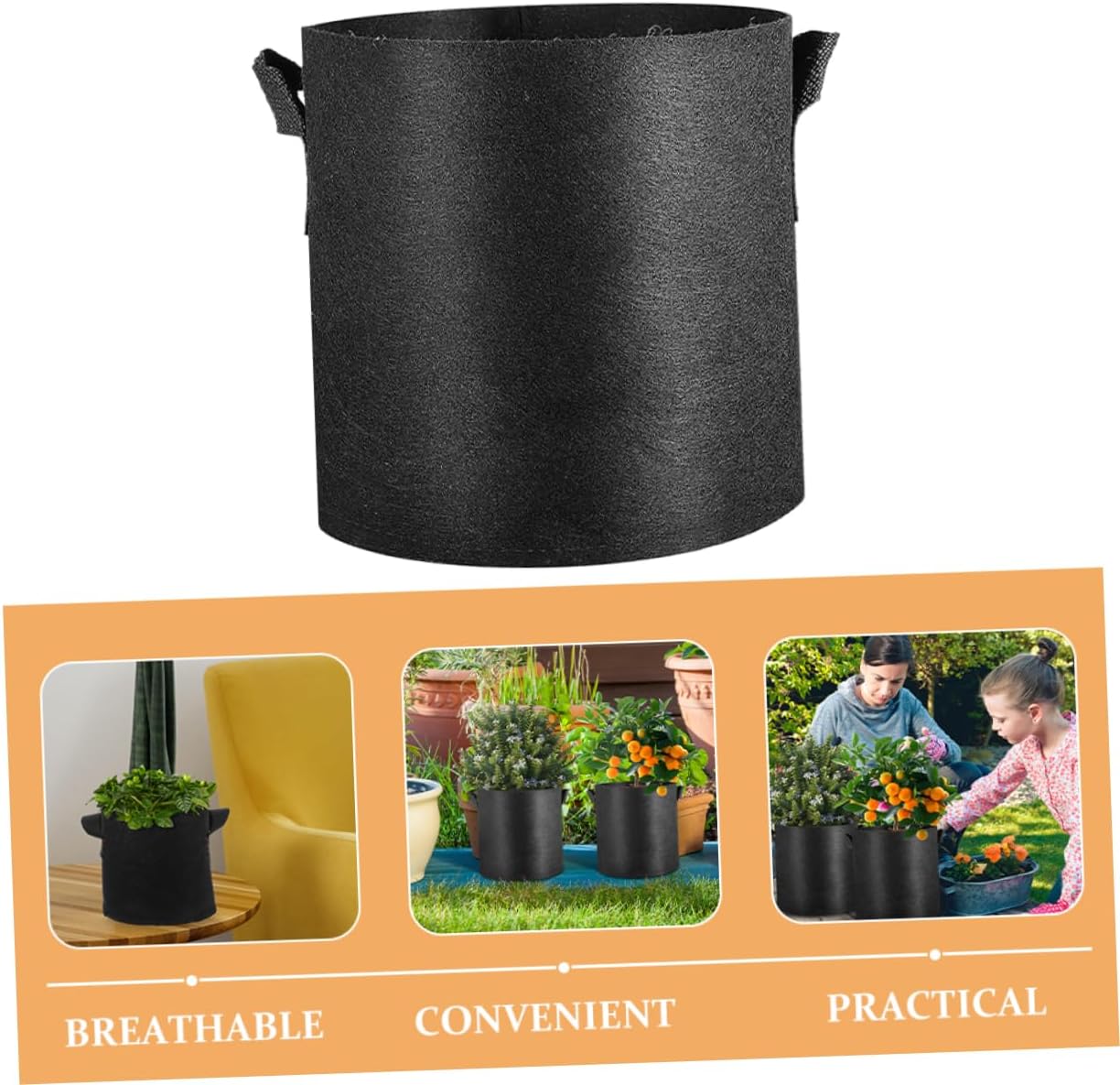 16pcs Garden Potato Grow Bags Portable Planting Bags Handles Grow for Vegetables Non-Woven Plant Growing for Home