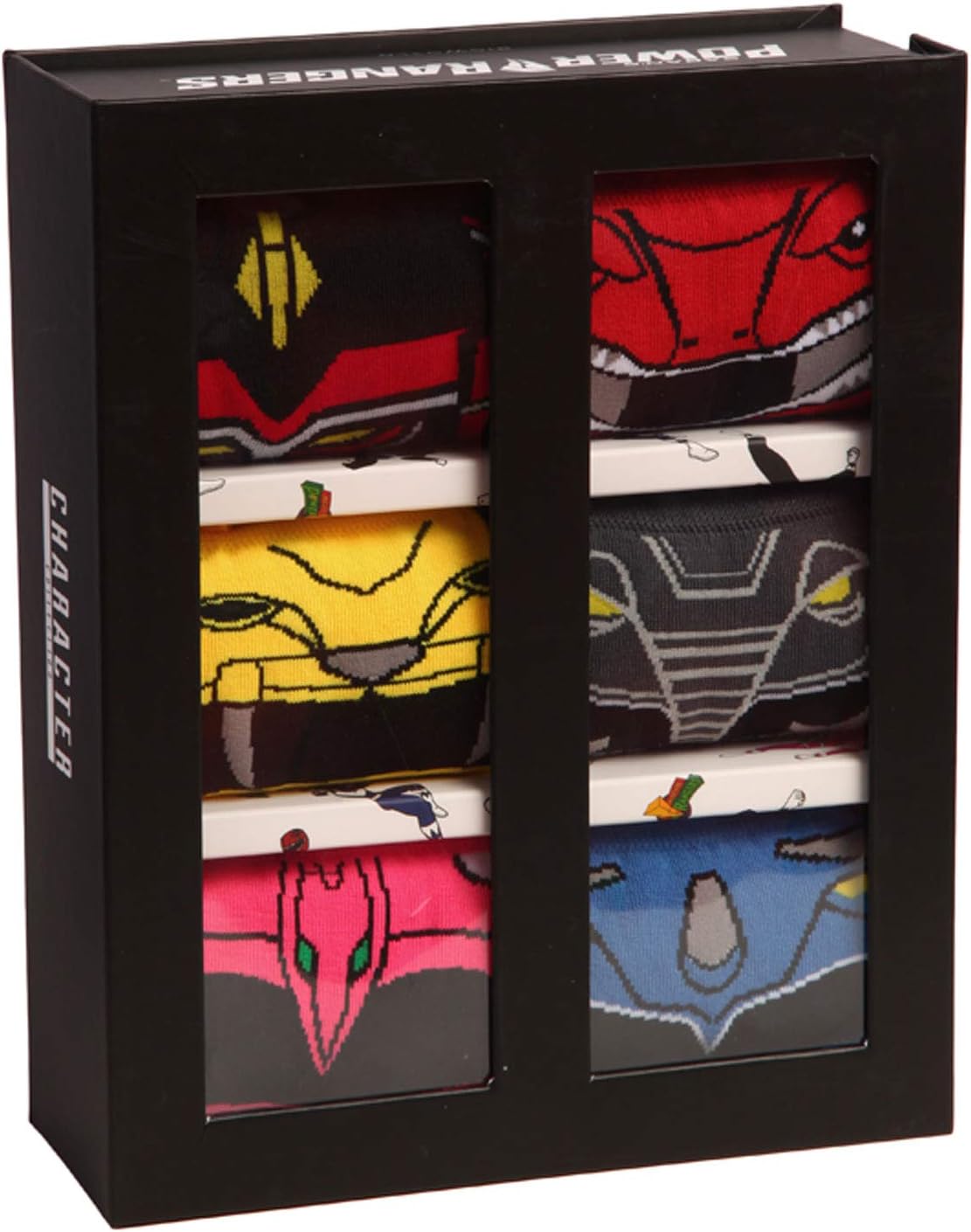 Bioworld Mighty Morphin Power Rangers Megazord Character Adult Crew Socks (Size 8-12, Six Pairs)