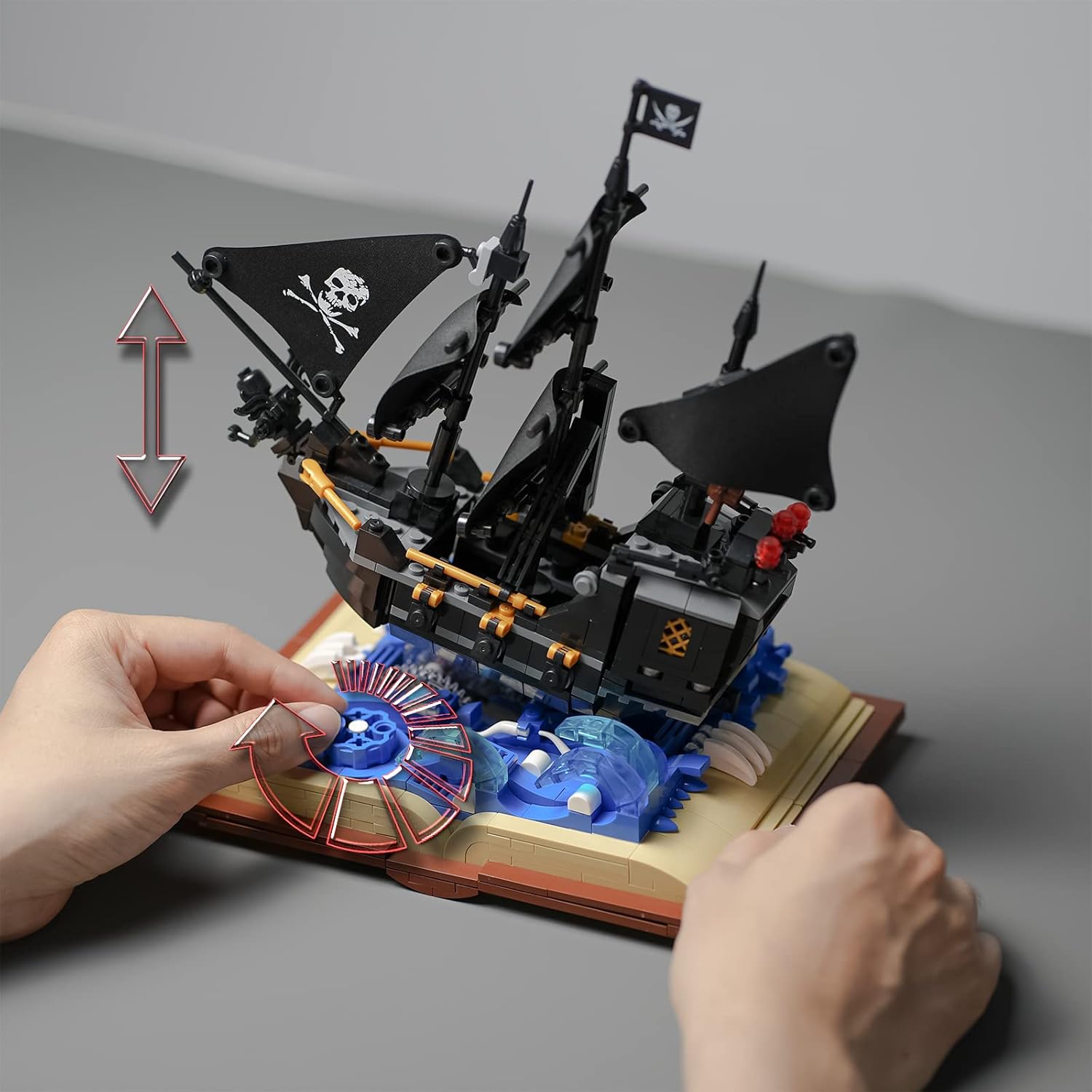 ENJBRICK Ideas Pirate Ship Building Toy Set for Adults,Black Hawk Pirates Ship Building Blocks