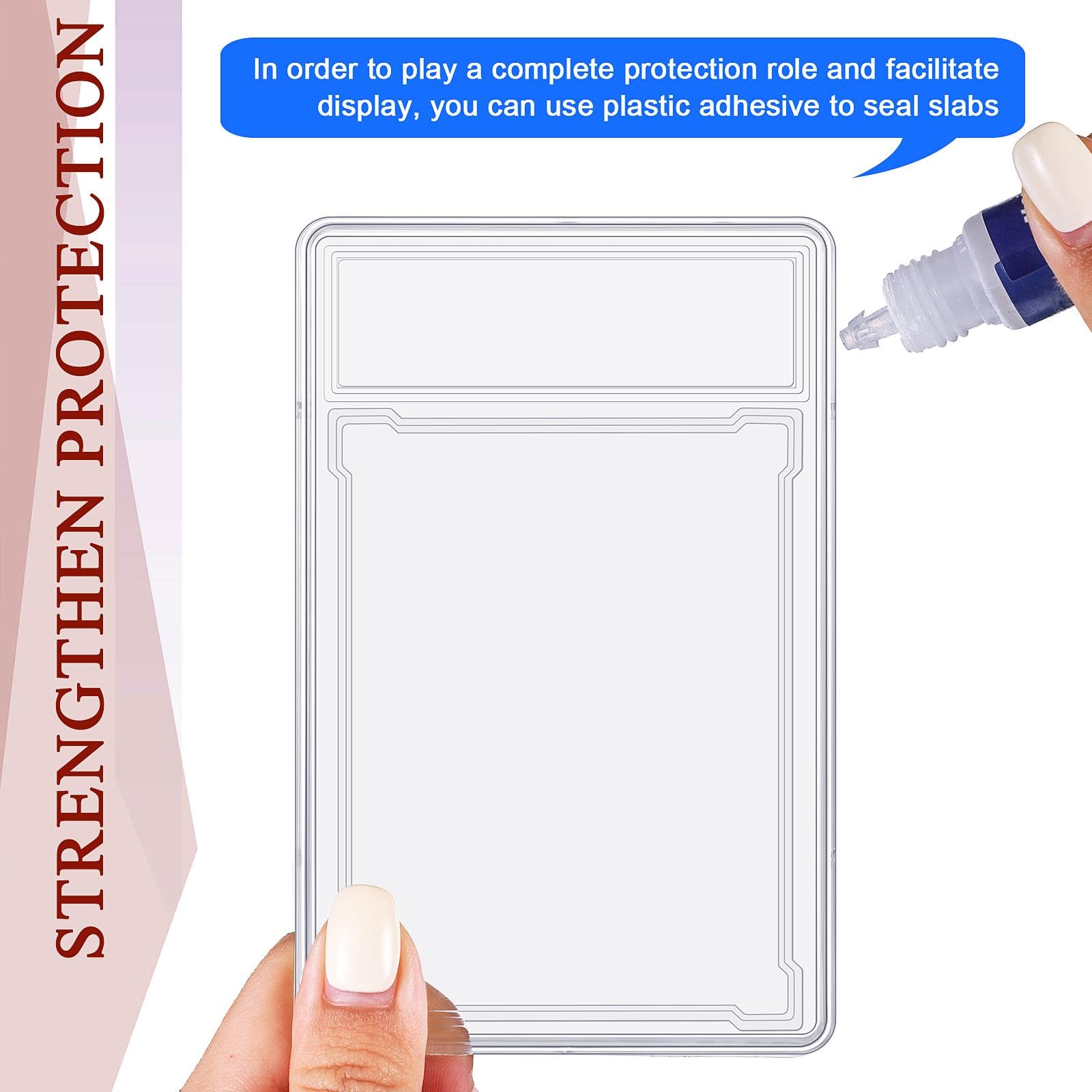 Gersoniel Sammelkarten-Schutzhülle, Acryl, transparent, Baseball-Kartenhalter mit Etikettenposition, harte Hüllen, kleine, stabile Aufbewahrungsbox für Standard-Sammler, Sportspielqualität, 48 Stück