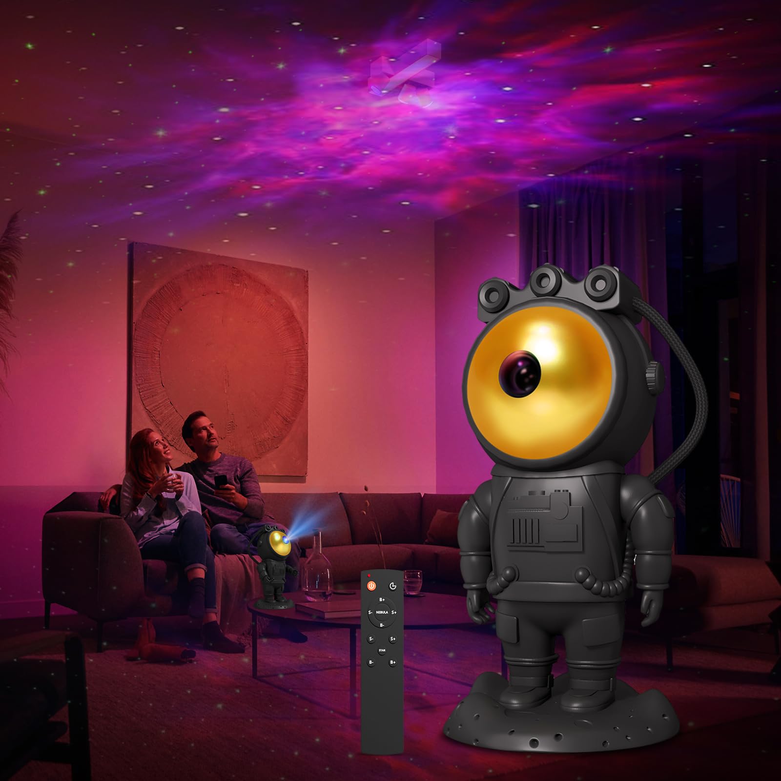 Astronauta Cielo Stellato Galassia Proiettore, Spaceman Galaxy Star Projector Lampada Notturna con Timer, Telecomando, Proiettore Stelle Soffitto Luce per Camera da Letto, Regalo per Bambini e Adulti