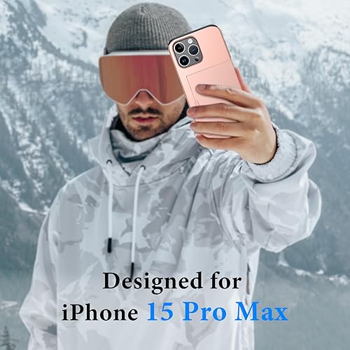 Miniatura 6 de Funda tipo cartera para iPhone 15 Pro Max (2 tarjetas), ultrafina, a prueba de caídas, resistente, a prueba de golpes, con borde de TPU, funda de