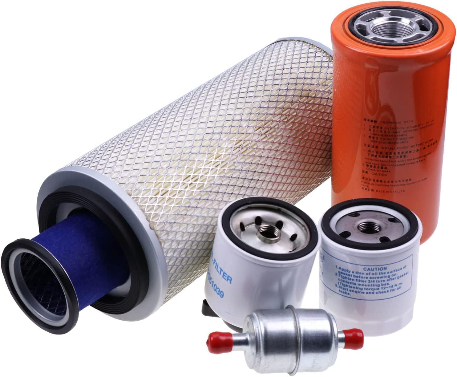 Solarhome Skid Loader Filter Kit for New Holland LS140 LS150 LS160 LS170 LX465 LX485 LX565 LX665 (Modern Style, 6PCS Filters, Engine Oil, Fuel, Inline Fuel, Hydraulic, Outer Air, Inner Air)