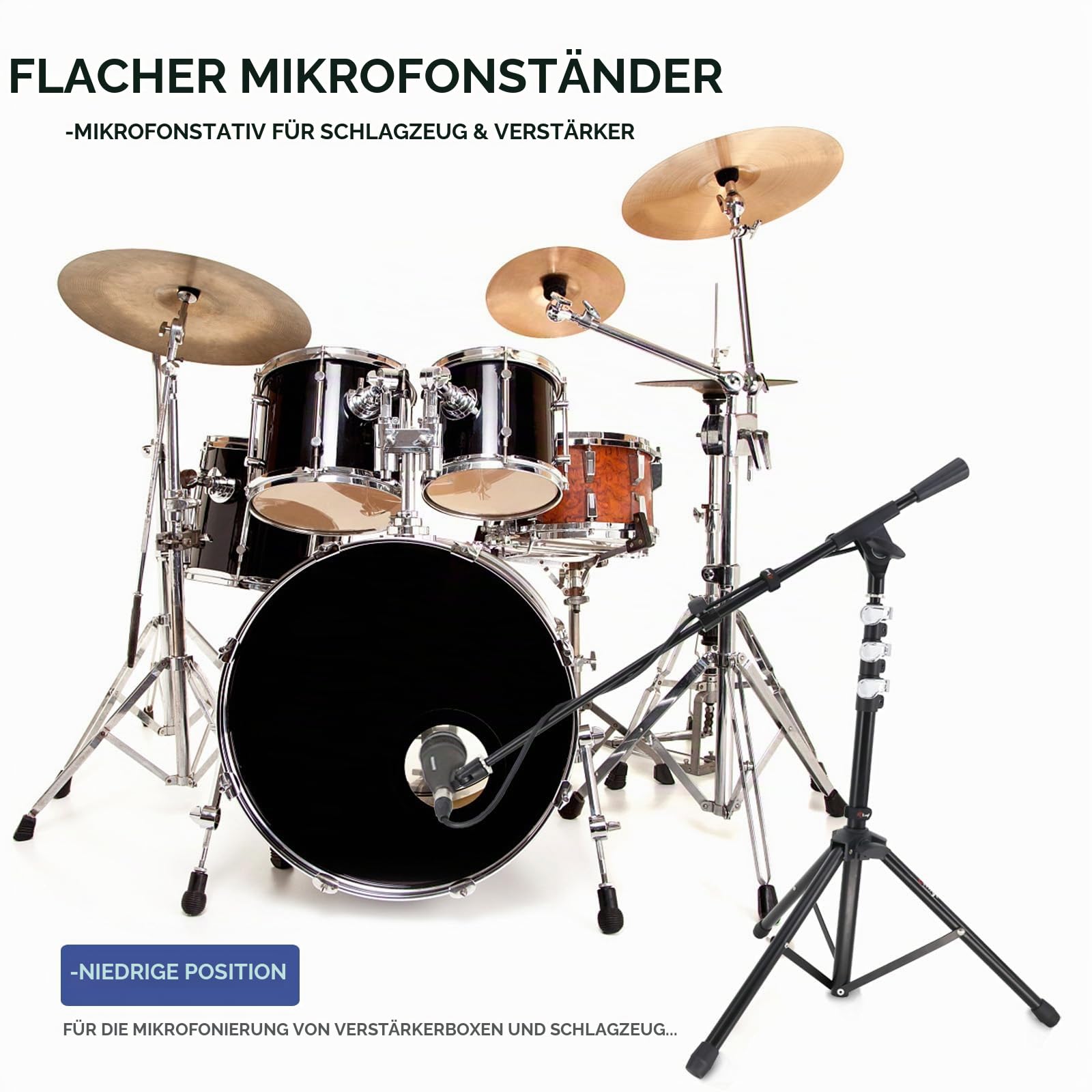 Mikrofonständer, Mikrofonstativ Tragbarer Mic Stand Mit Galgen, Easygo Mikrofonstativ mit Teleskoparm, Wasserdichte Deluxe-Schutztasche von Tlingt Support