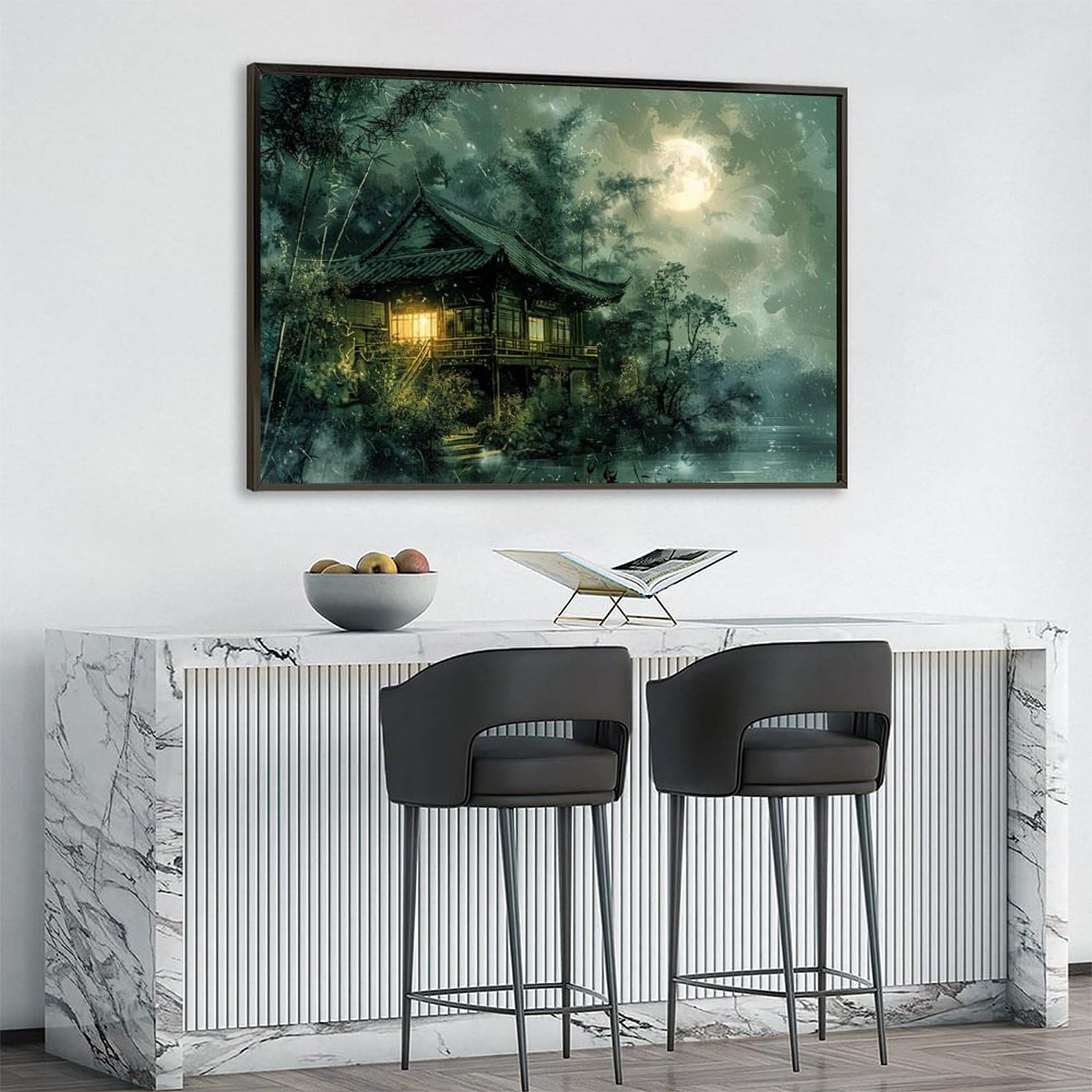 Amazon.co.jp: 絵画 雨の夜の竹林インテリア 絵画 美しい自然の風景