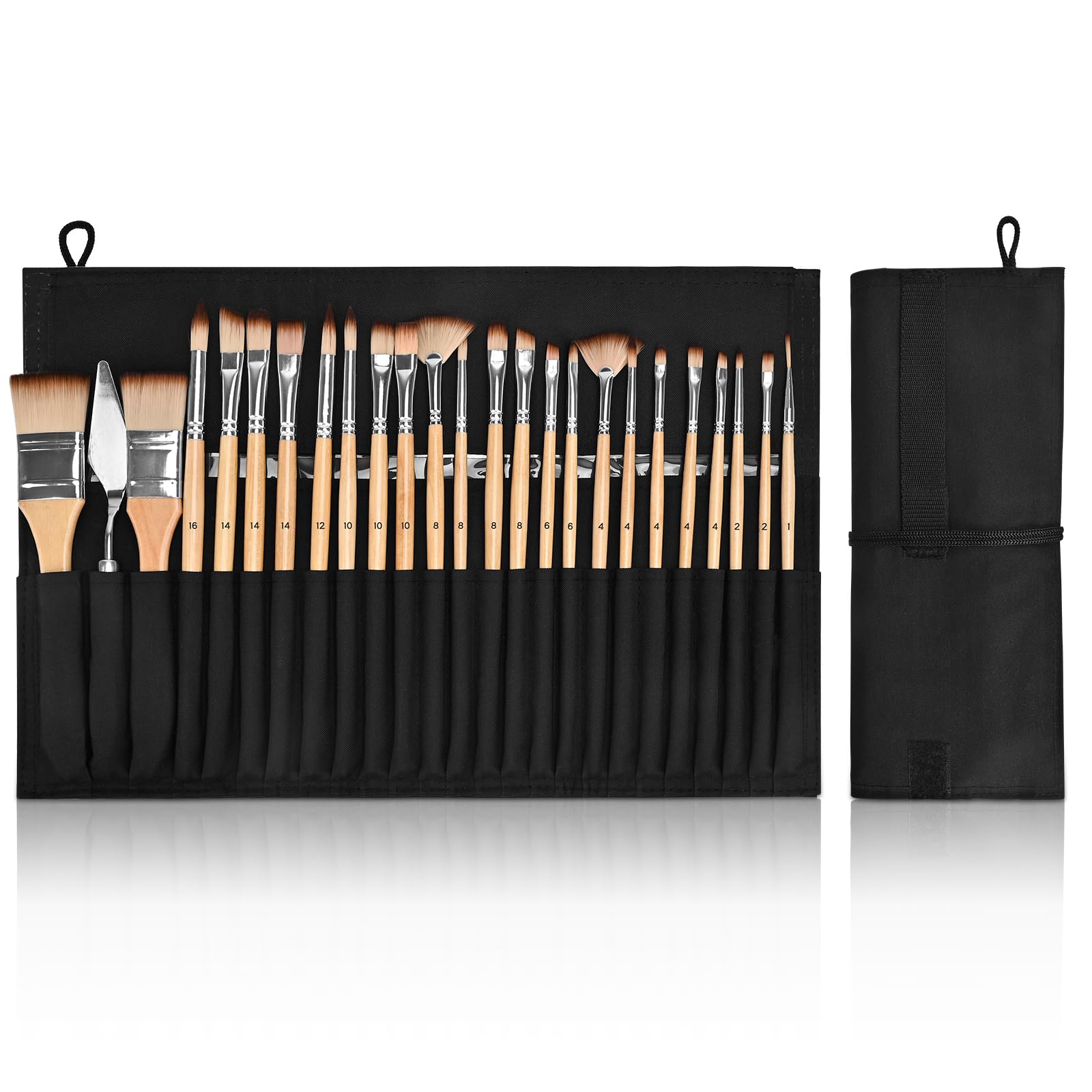 Larkumio Pinceles Pintura Acrilica Acuarela Oleo Gouache, 24 Piezas Set de Pinceles para Pintura para Miniaturas Modelismo Pintura Facial, Brochas Pintura para Artista Adultos Niños