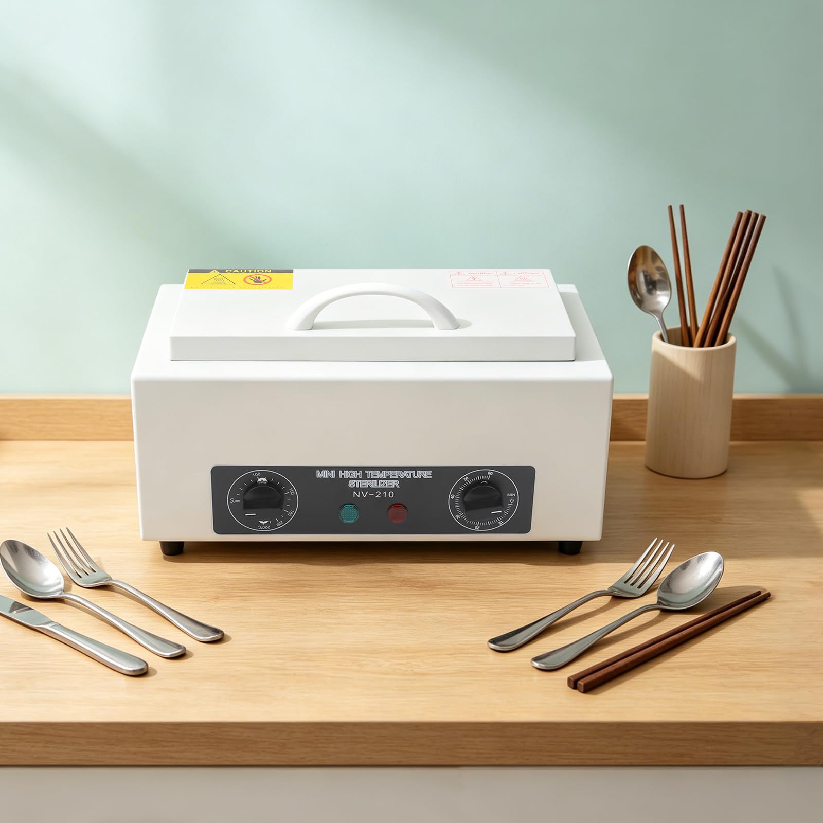 Stérilisateur à haute température, 300 W, 2 l, stérilisateur à air chaud, réglage de la température de 220 °C, stérilisateur à chaleur sèche avec minuterie de 0 à 60 minutes pour une utilisation à la