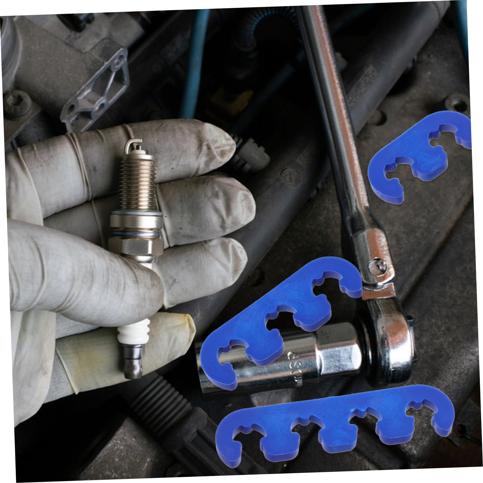Amosfun Lot de 6 Supports de Fils de Bougie D’allumage 7-9 Mm Bleu pour Gestion Câbles Moteur Automobile Installation Simple Isolation Électrique