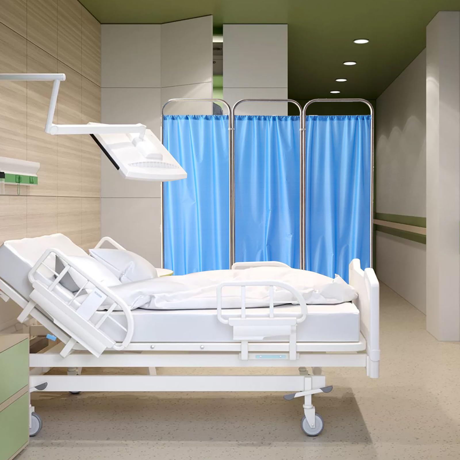 Schermo divisorio con Ruote per Clinica, reparto, Sala Visite, Ospedale - Divisorio Pieghevole per casa di Cura, Pronto Soccorso, Tenda per Sala di monitoraggio in Terapia intensiva