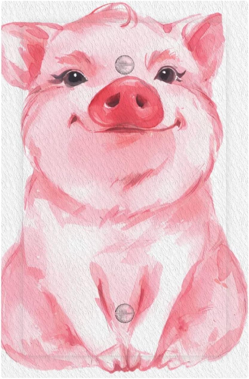 Pink Animal Funny Pig Cute 1 Gang Light Switch Cover Decorative No Device Wall Plate Blank Faceplate Electrical Switchplate for Bathroom Bedroom Home Decorate image 2