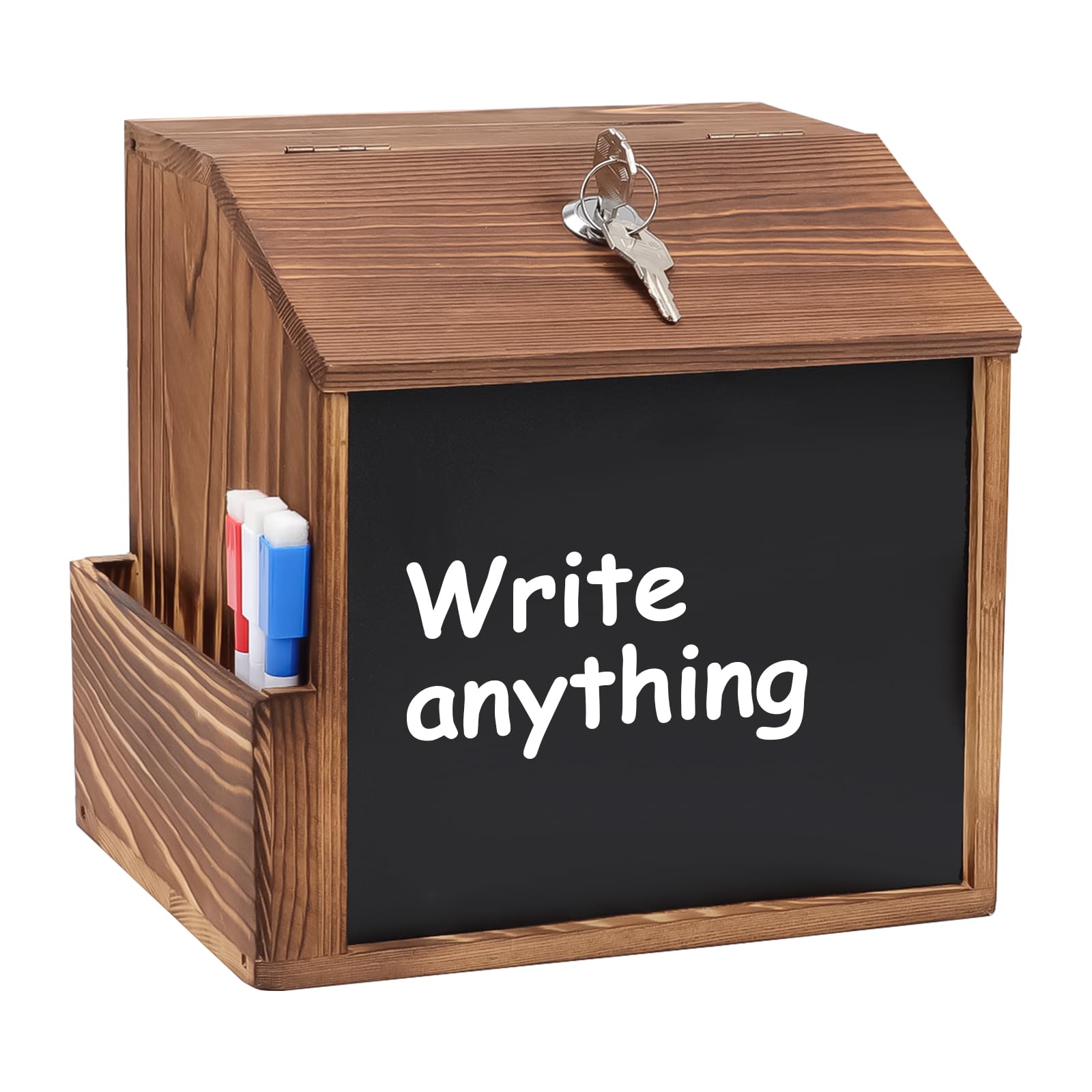 Ruaizel Wood Suggestion Box, Tip Money Drop Donation Boxes, En Charity Collection Ballot Box For School, Office, Hospital, Shop
