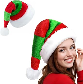 Santa Elf Hat for Adults, Unisex Velvet Classic Holiday Christmas Hat for New Year Party Headwear