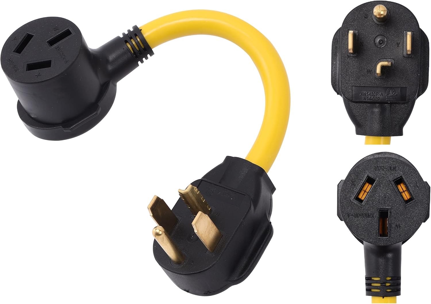 ONETAK NEMA 14-30P to 10-50R 120V/240V 30 Amp 4 Prong Male Plug to 50 Amp 3 Prong Female Outlet Receptacle Generator Welder Dryer Power Cord Adapter