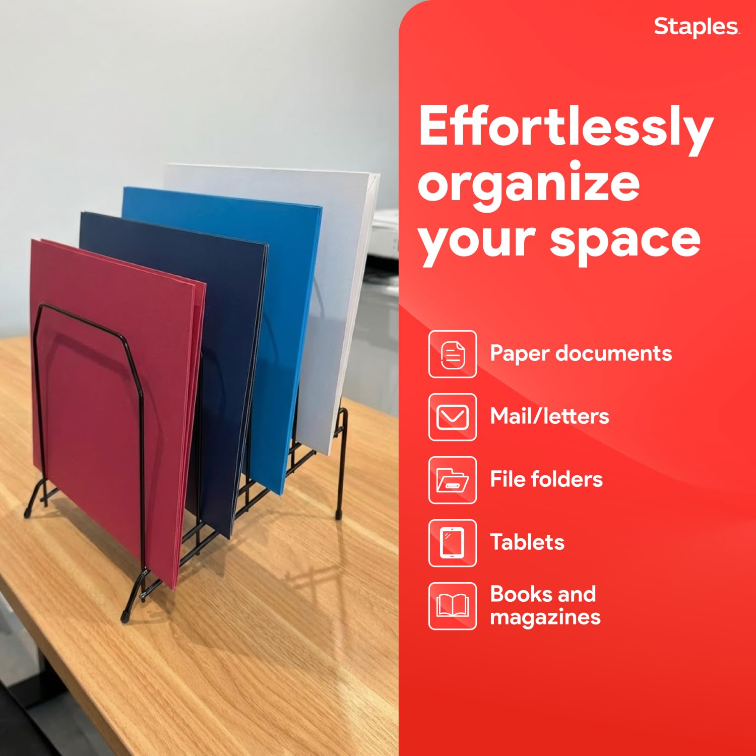 Staples; metal incline desktop file Sorter, 8 scomparti, nero