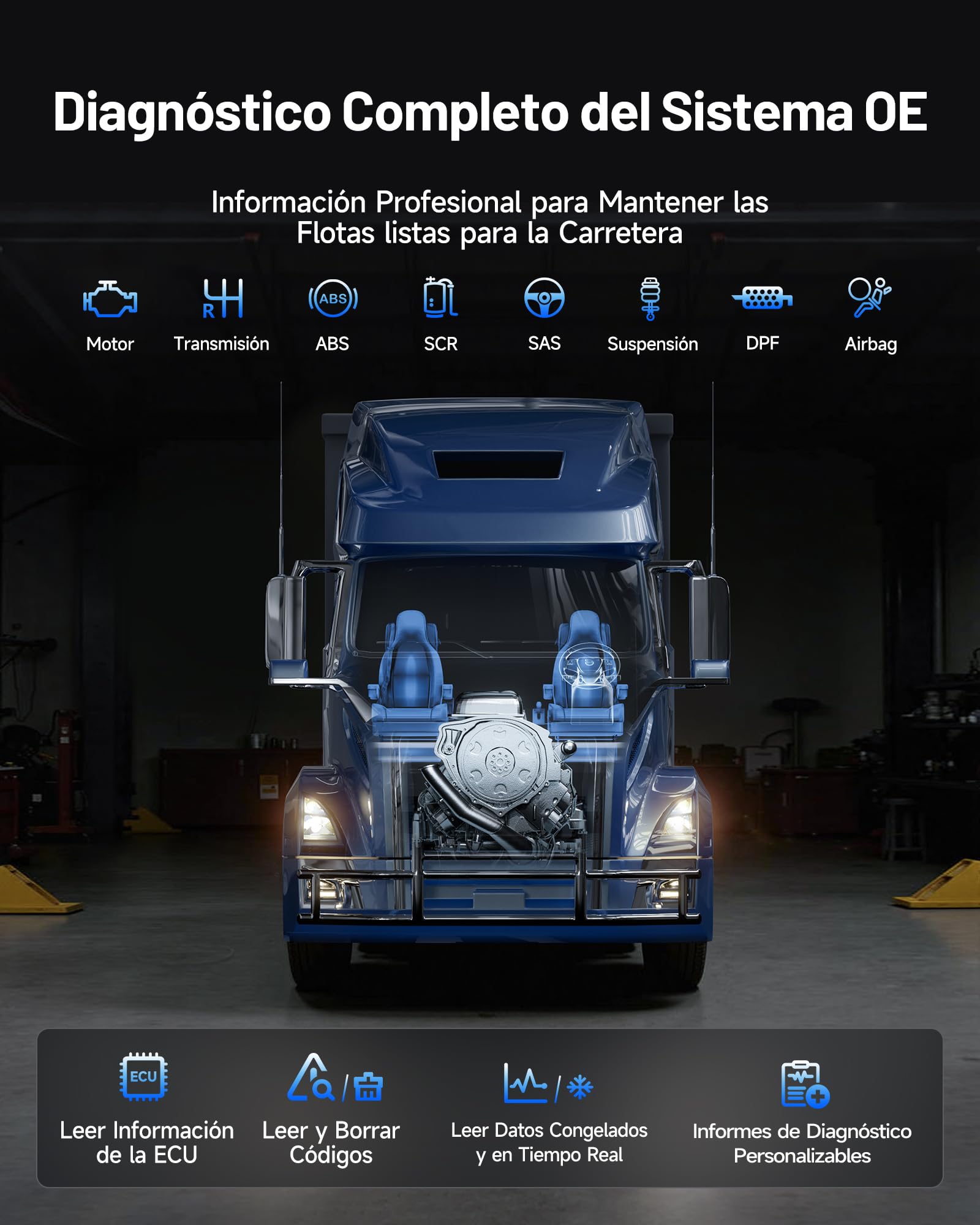 TOPDON ArtiDiag HD OBD2 Diesel y Gasolina Herramiento de Diagnóstico para Vehículos Pesados ​​Motores Diésel, 10 Servicios: DPF, Límite de Aceite/Velocidad, OBD/EOBD HD, Actualizaciones 2 Años