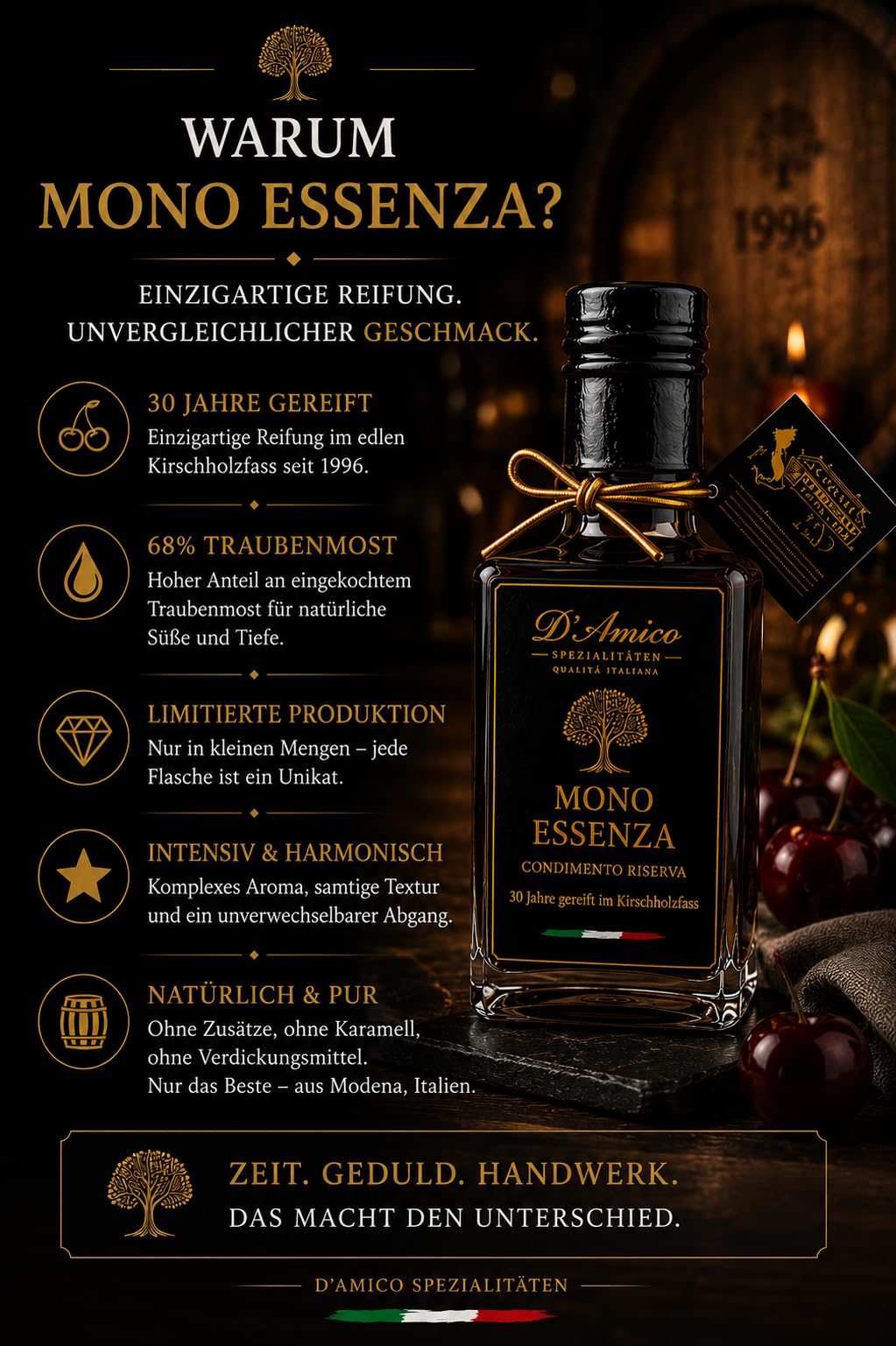 D’Amico Geschenkset – Aceto I.G.P. & Mono Essenza – 250 ml + 100 ml | Zwei italienische Premium-Spezialitäten in einem exklusiven Geschenkset
