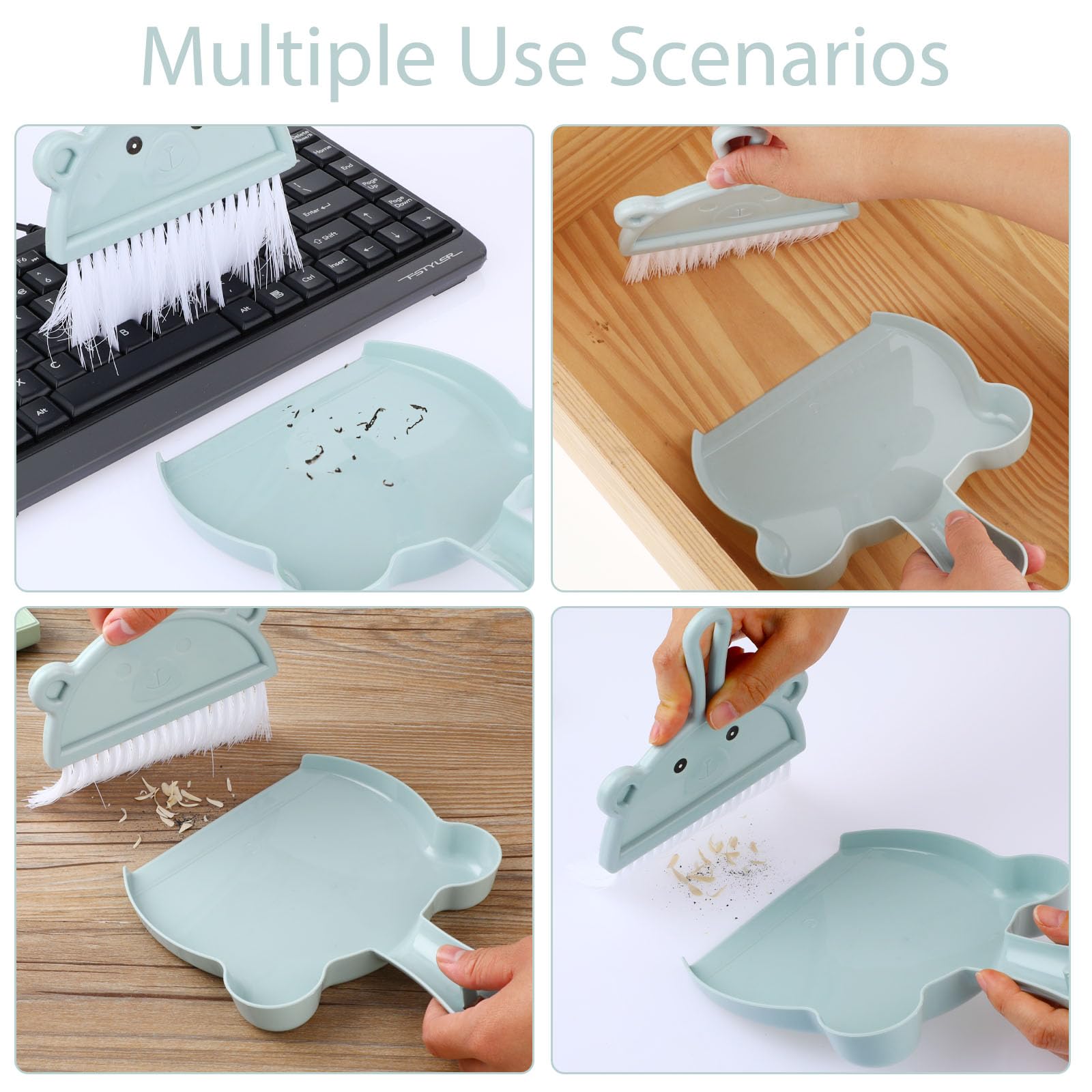Amabro Mini Kehrschaufel und Bürsten Set, Handkehrset Besen und Kehrschaufel Set Handfeger Tischbesen Mit Schaufel Kleines Besen und Kehrschaufel Reinigungsset（Blau）