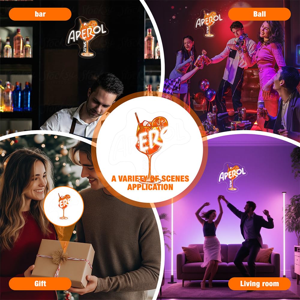 Mineup Aperol Insegna Al Neon, Aperol Spritz Insegne Al Neon Per Decorazione Da Parete, USB Luci Da Parete Al Neo a LED Per Bar Club Cocktail Feste Caverne Uomini Cucina