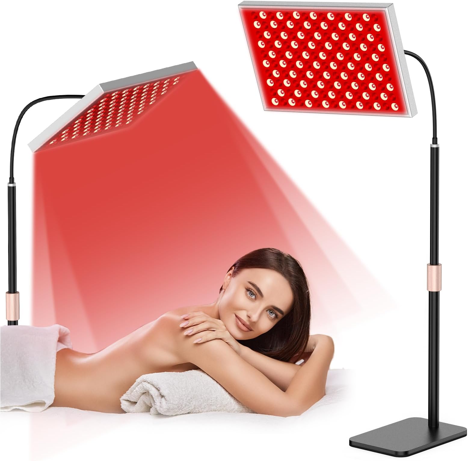 Red Light Therapy Panel With Stand - Infrared Light Therapy Device for Face and Body at Home - 660nm Deep Red and 850nm Near Infrared LED Lamp
