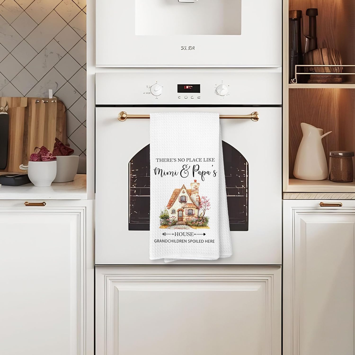 Mimi and Papa Gifts Kitchen Towels, Best Grandparents Gifts Hand Towel for Bathroom Kitchen Decor, Grandparents Grandma and Grandpa Gift from Grandkids Dishcloth Dish Tea Towels, 16x24 Inches - Image 4